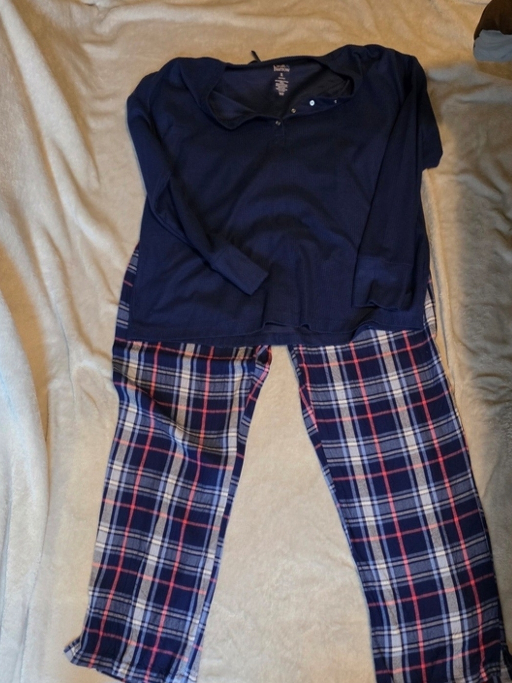 Croft & Barrow Women's Navy, Blue & Light Blue Cozy Pajama Top Trio - Picture 3 of 10